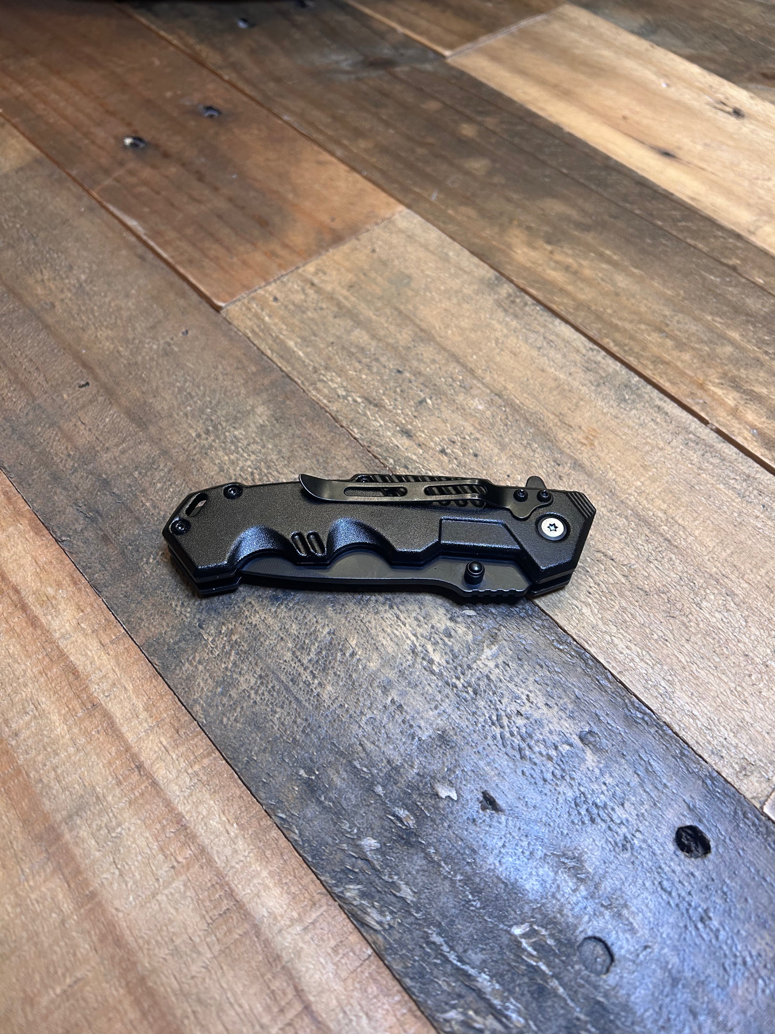 Tactical Folding Pocket Knife with Black Handle - High Hardness Stainless Steel Blade | Multipurpose Outdoor Fixed Knife - EDC Survival Knife for Camping, Hiking, Hunting & Outdoor Adventure - Lightweight - Gift for Dad, Outdoorsmen