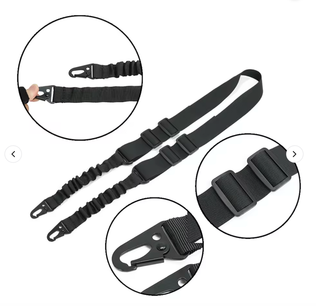 2-Point Tactical Gun Sling with Upgraded Metal Hook - Quick-Adjust Durable Elastic Bungee Rifle Sling - Heavy Duty Nylon Adjustable Gun Strap for AR-15, Shotgun & Rifle - Hunting & Shooting Training Accessories - Gift for Hunters, Marksmen & Outdoorsmen