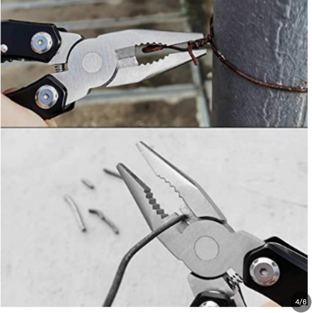 12-in-1 Multitool Pliers Set - Stainless Steel Folding Pocket Knife with Saw, Screwdriver & Bottle Opener - EDC Outdoor Survival Tool Kit for Camping, Hiking, Fishing & Hunting - Lightweight Mens Multitool - Gift for Dad, Husband, Outdoorsmen