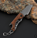 Compact Wood Handle Folding Pocket Knife with Keyring - Stainless Steel Mini EDC Knife with Liner Lock - Portable Pocket Knife for Travel, Camping, Hiking & Office Use - Lightweight Mens Everyday Carry Tool - Gift for Husband, Boyfriend, Dad, Outdoorsmen