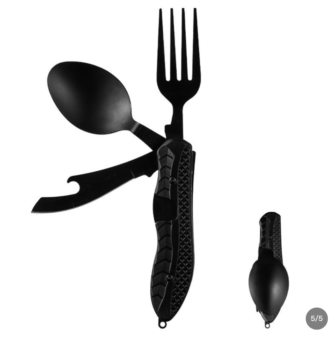 4 in 1 Detachable Folding Knife Fork Spoon Bottle Opener Set multitool | lunchbox | Construction tool | Stainless Steel Portable Eating Utensils | Outdoor Survival Gear for Hiking Backpacking | EDC Camping | Tactical Fishing Hunting Bushcraft Men Birthday